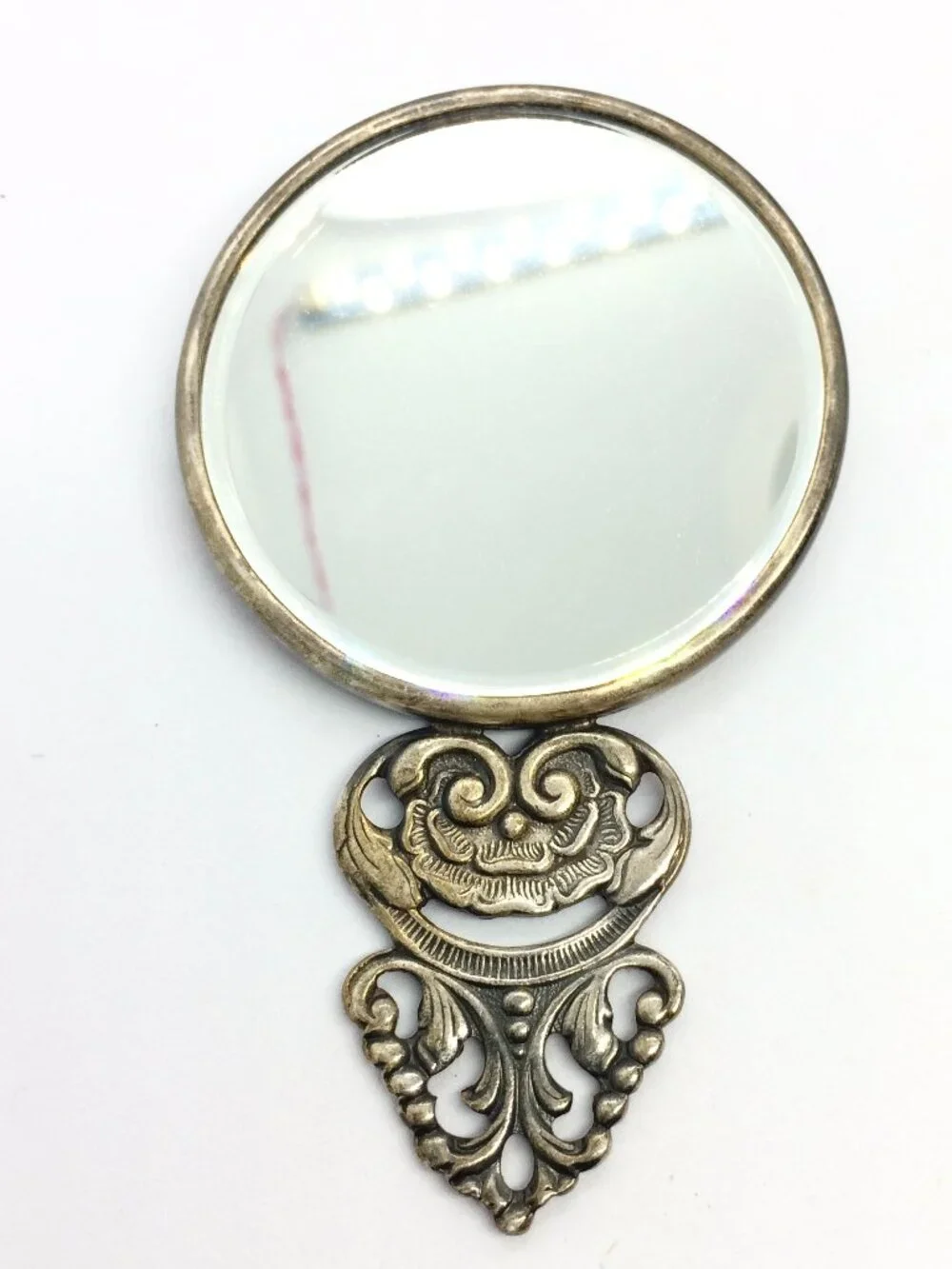VINTAGE HANS JENSEN Vanity Mirror Comb Set Denmark Silverplate Repousse 1940s